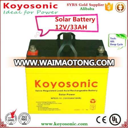 Good Quality 12V33ah Gel Deep Cycle Solar and PV Battery