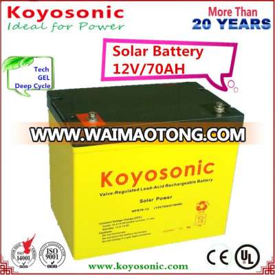 12V 70ah Gel Deep Cycle La Battery Used in Solar or PV Systems