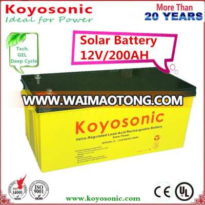 Reliable Quality 12V200ah Gel Deep Cycle VRLA Lead Acid Solar Battery